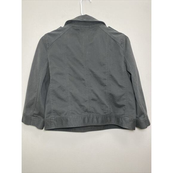 ANN TAYLOR LOFT Crop Blazer Women Size Med Gray Button Up Lightweight Jacket - Picture 10 of 14